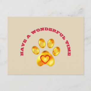 Postal Cute Gold Paw Saludo