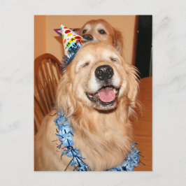 Postal Cute Golden Retriever Birthday Wings