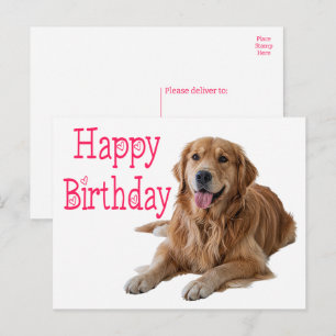 Postal Cute Golden Retriever Puppy Dog Happy Birday