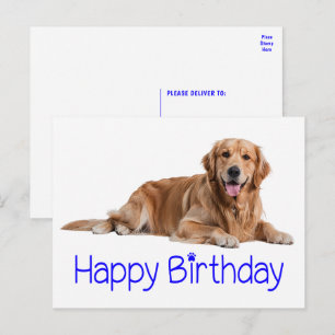 Postal Cute Golden Retriever Puppy Dog Happy Birday