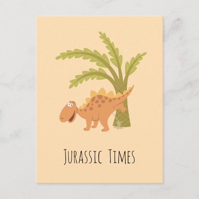 Postal Cute gracioso dinosaurio Dino Peeing Jurassic Fern (Anverso)