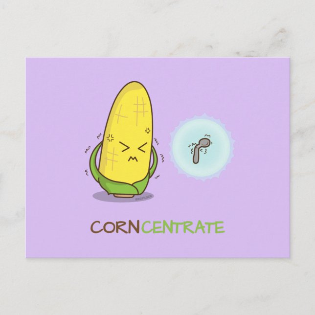 Postal Cute gracioso maíz concentrado Humor Pun (Anverso)