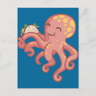 Postal Cute gracioso Tako Taco Octopus