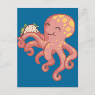 Postal Cute gracioso Tako Taco Octopus