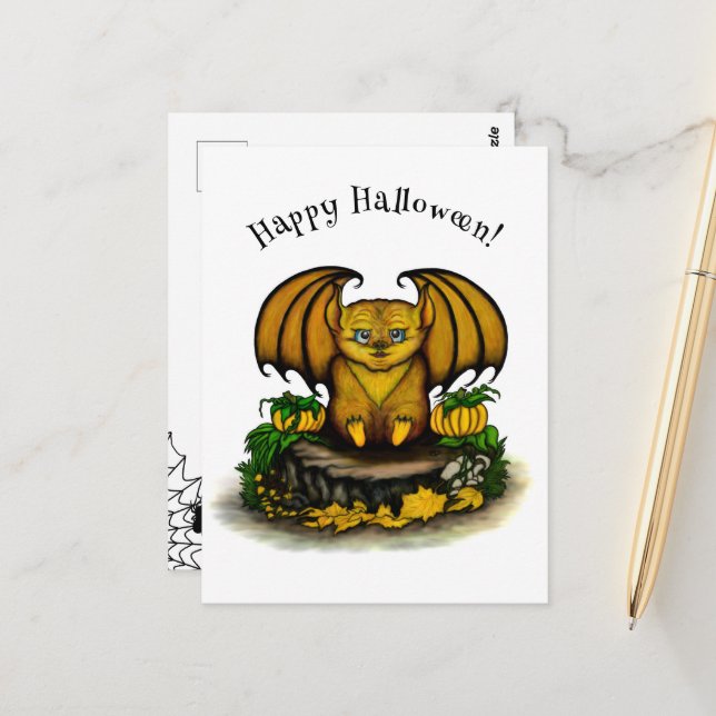 Postal Cute Halloween Bat (Anverso/Reverso In Situ)