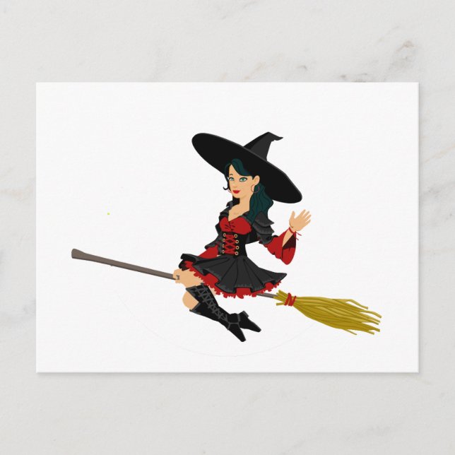 Postal Cute Halloween Bonito Witch (Anverso)