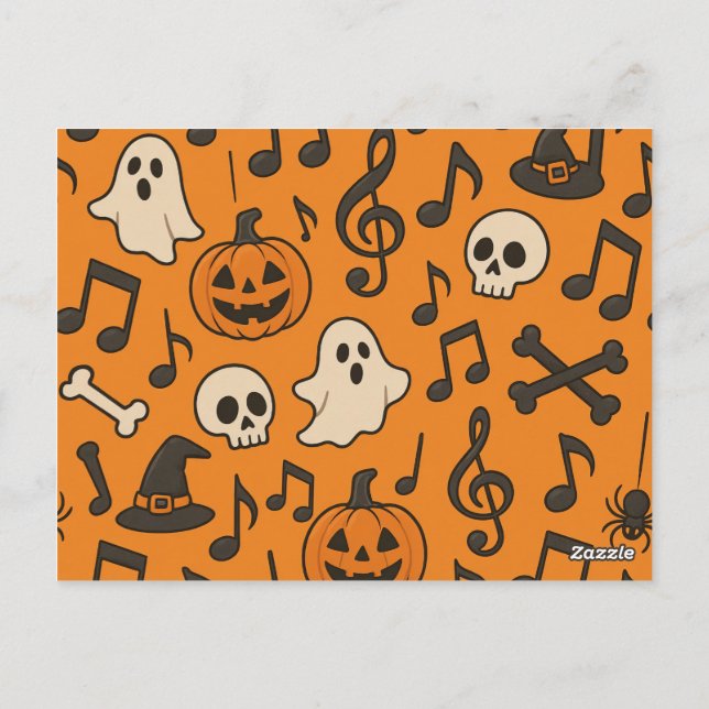 Postal Cute Halloween Music postcard (Reverso)
