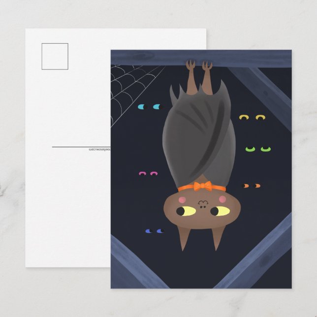 Postal Cute Halloween Vampiro Bat (Anverso / Reverso)
