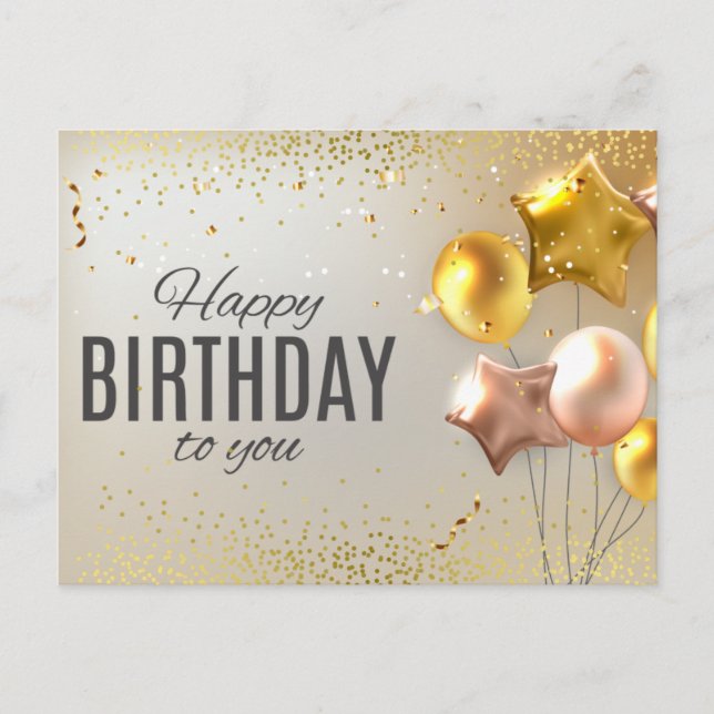 Postal Cute Happy Birday Balloon Confetti (Anverso)