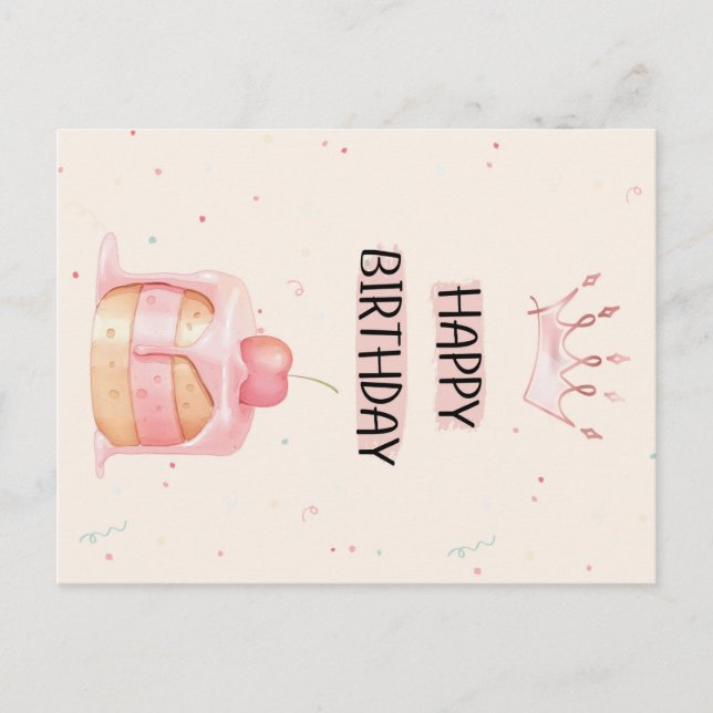 Postal Cute Happy Birthday Card (Anverso)