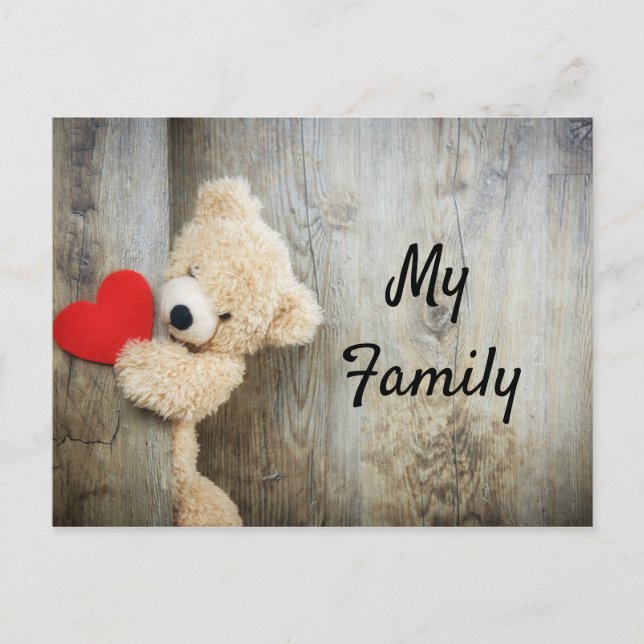 Postal Cute Happy Family Teddy Bear (Anverso)