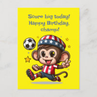 Cute Happy Monkey Soccer Card