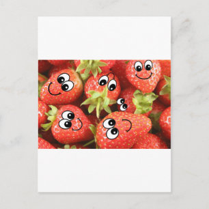 Postal Cute Happy Strawberries