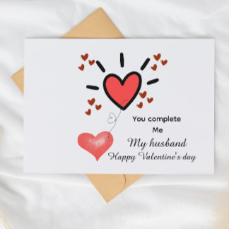 Postal Cute heart fill valentines day card for husband