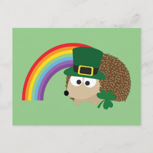 Postal Cute Hedgehog Leprechaun