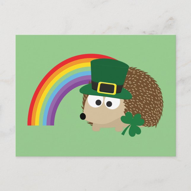 Postal Cute Hedgehog Leprechaun (Anverso)