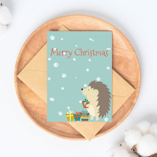 Postal Cute Hedgehog   NAVIDADES