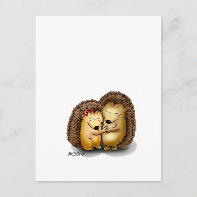 Postal Cute Hedgehog Pareja - Sr. y Sra. Personalizar (Anverso)