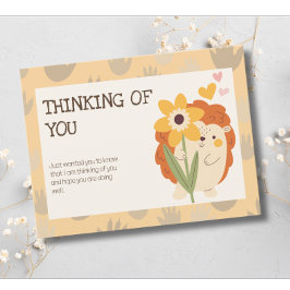 Postal Cute Hedgehog Pensando En Ti