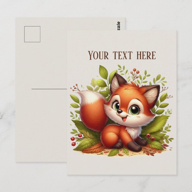 Postal Cute hiking fox lovers customizable  (Anverso / Reverso)