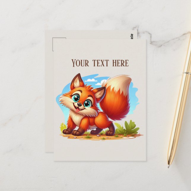 Postal Cute hiking fox lovers customizable (Anverso/Reverso In Situ)