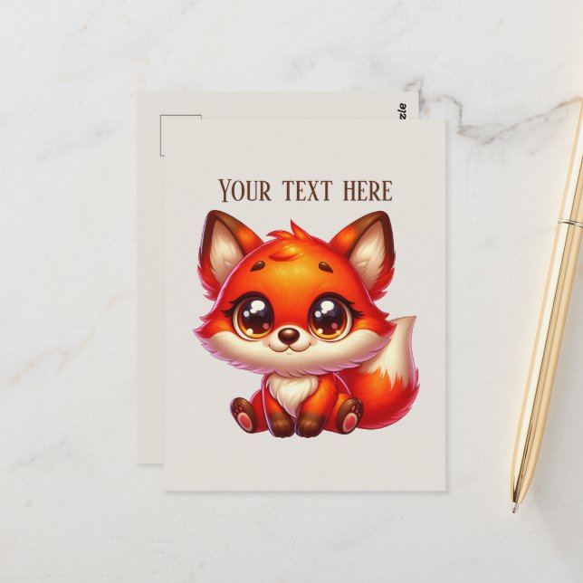 Postal Cute hiking fox lovers customizable  (Anverso/Reverso In Situ)