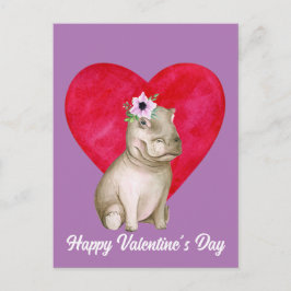 Postal Cute Hippo Valentine