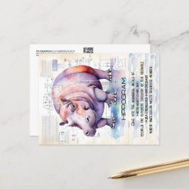 Postal Cute Hippopótamo