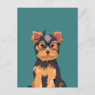 Postal Cute Hipster Little Yorkshire Terrier