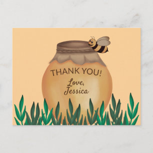 Postal Cute Honeypot y Bumblebee Baby Shower Gracias