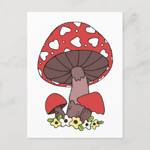Postal Cute hongo rojo