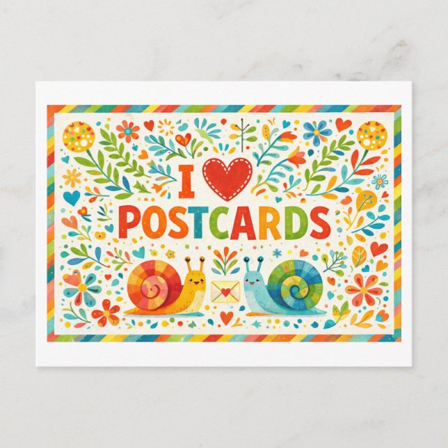 Postal Cute "I Heart Postcards" Postcard (Anverso)