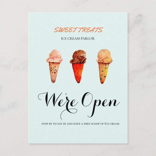 Postal Cute Ice Cream shop Estamos abiertos (Anverso)