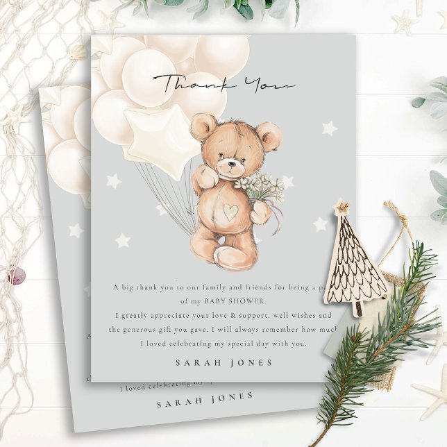 Postal Cute Ivory Bear Bearly Wait Balloon Baby Shower (Subido por el creador)