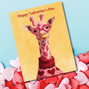 Postal Cute Jirafa Corazones Sudadera Día de San Valentín