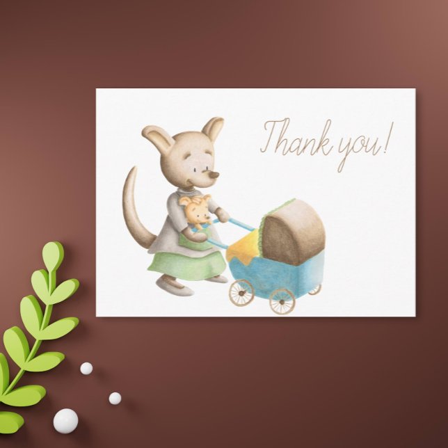 Postal Cute Kangaroo Baby Shower Gracias (Subido por el creador)