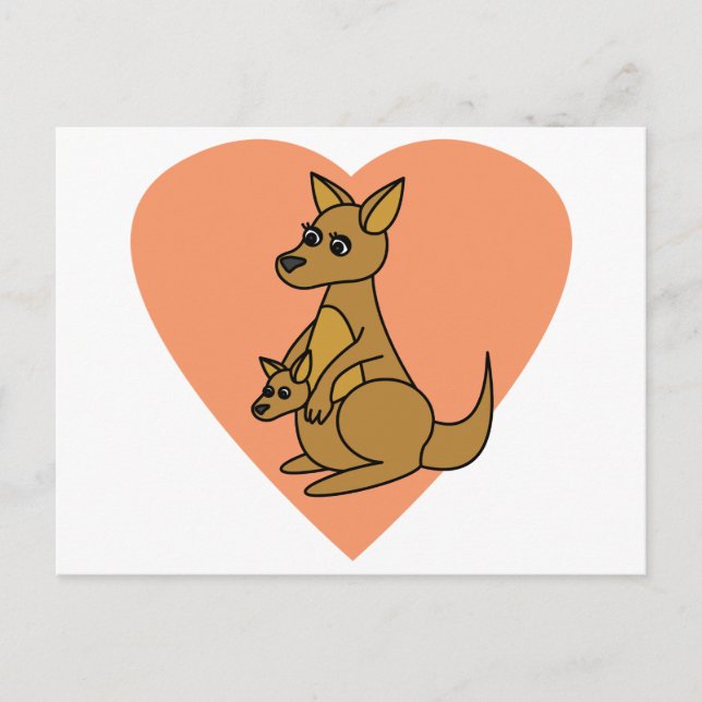 Postal Cute Kangaroo y Joey (Anverso)