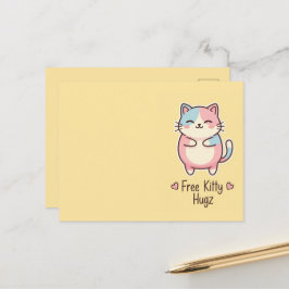 Postal Cute Kawaii Cat Free Pup Hugz Pastel 