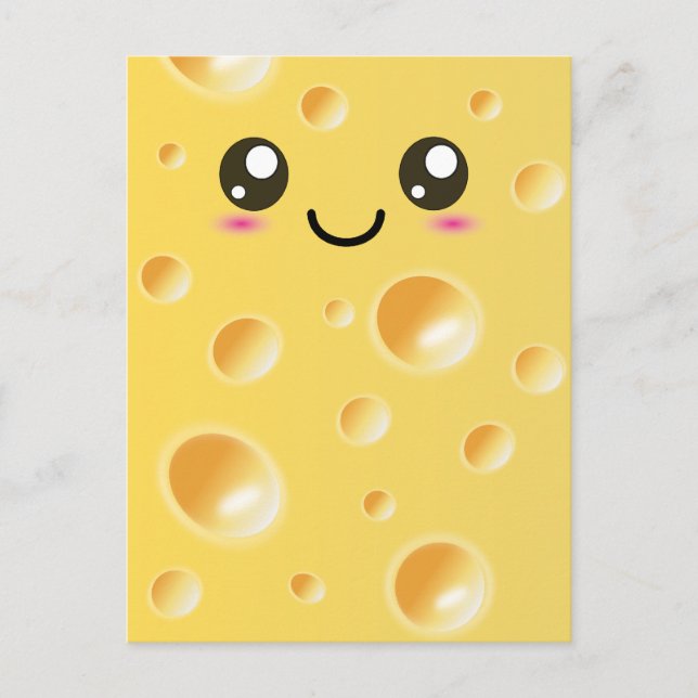 Postal Cute Kawaii Cheese Feliz (Anverso)
