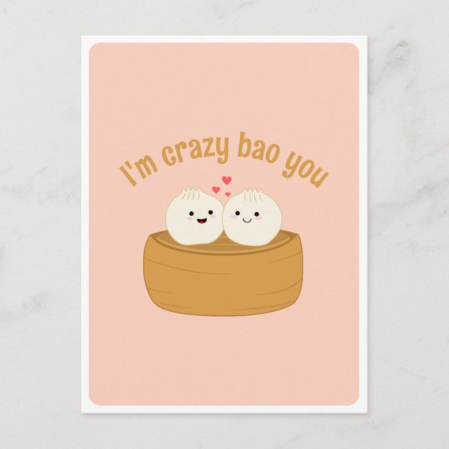 Postal Cute Kawaii Dumpling Bao Comida Asiática Chiste Ci (Anverso)