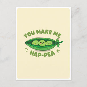 Postal Cute Kawaii Green Peas Veggie Food Pun Love Cita