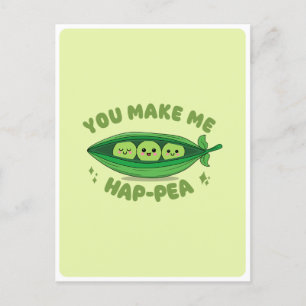 Postal Cute Kawaii Green Peas Veggie Food Pun Love Cita