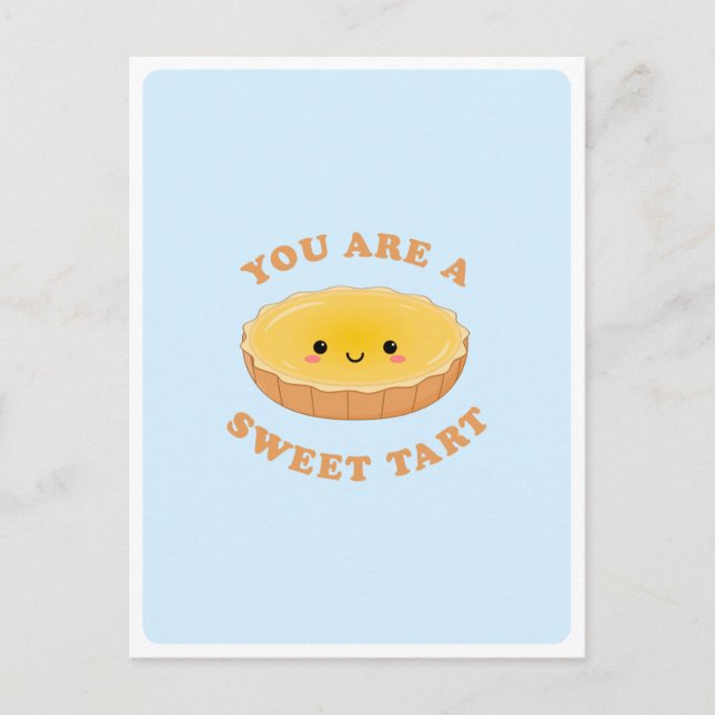 Postal Cute Kawaii Huevo Tart Dessere Comida Pun Love Cit (Anverso)