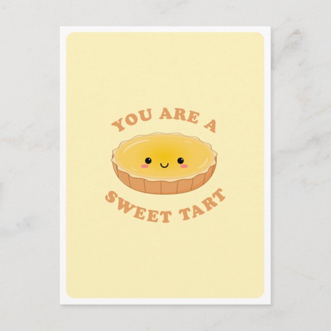 Postal Cute Kawaii Huevo Tart Dessere Comida Pun Love Cit (Anverso)
