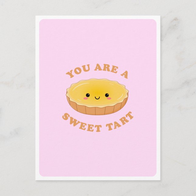 Postal Cute Kawaii Huevo Tart Dessere Comida Pun Love Cit (Anverso)