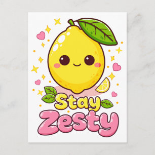 Postal Cute Kawaii Limón “Mantén la Zestia”