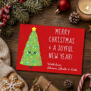 Postal Cute Kawaii Personalizado de Navidad Feliz Navidad