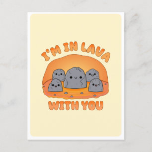 Postal Cute Kawaii Piedras Volcánicas de Lava Pun Frase d