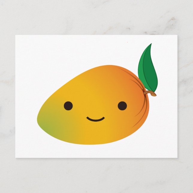 Postal Cute Kawaii Sonriente Mango (Anverso)