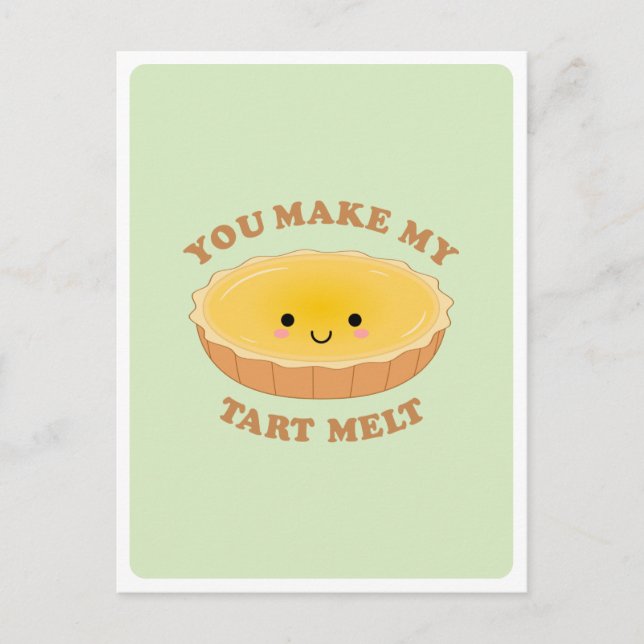 Postal Cute Kawaii Tarta De Huevo Comida Chiste Amor Coti (Anverso)